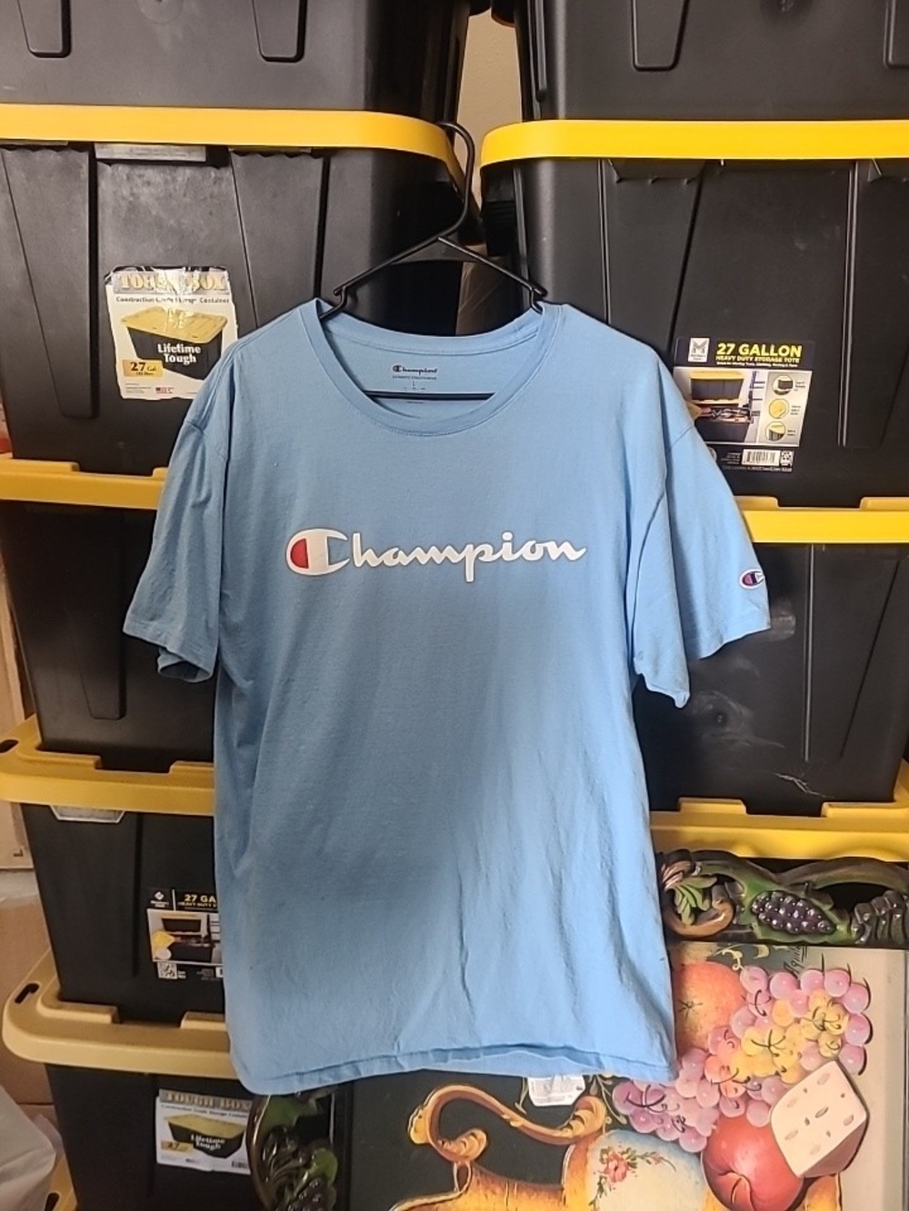 Champion Light Blue Logo Short Sleeve Tee